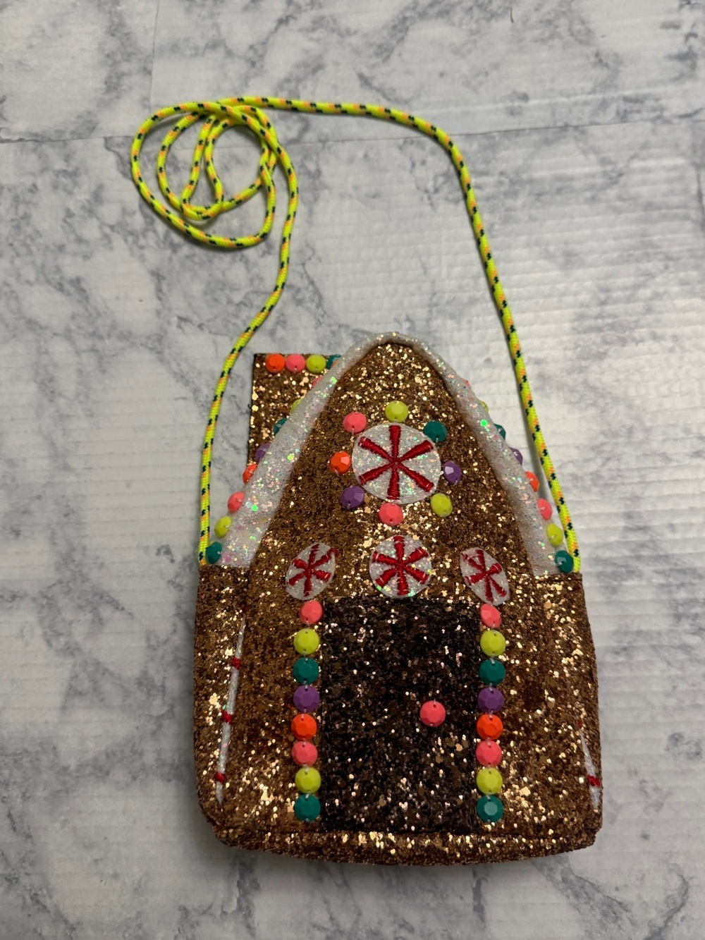 J. Crew Crewcuts “Kids” Crossbody Glitter Gingerbread House Bag